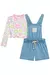 Conjunto de Jardineira em Jeans com Elastano e Blusa Cropped em Canelado 71340 Kukiê na internet