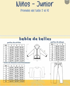 Banner de la categoría Ñiños Tabla de talles y medidas aproximadas