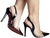scarpin slingback vinl/verniz bico formato de coraçao longbeak preto - Valéria Locatelli  Calçados & Cia 