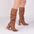 Bota napa franzida caramelo salto bloco cano longo - loja online