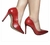 scarpin napa vermelho colorblock salto 11 cm