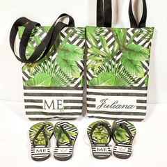 Kit Sacola de Praia + Chinelo lembrancinha para festa de aniversário e casamento - Festa das Lembrancinhas