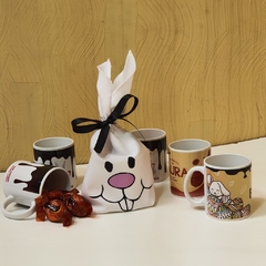 Saquinho + caneca personalizada Lembrancinha para Páscoa - Festa das Lembrancinhas