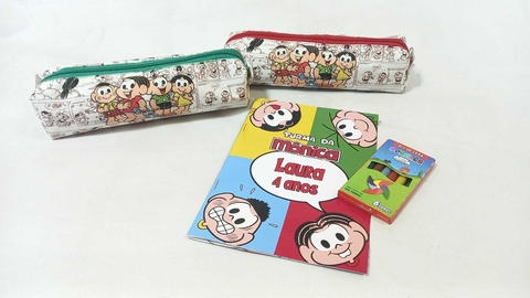 Kit colorir Estojo e livrinho no tema turma da Monica lembrancinha para festa de aniversário