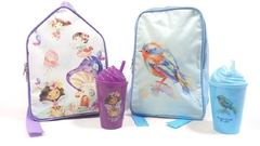Kit Mochila com copo no tema Jardim das Fadas lembrancinha para festa