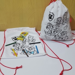 Sacochila pinte e lave Patrulha Canina lembrancinha para festa de aniversário na internet