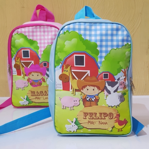 Mochila no tema fazendinha para lembrancinha