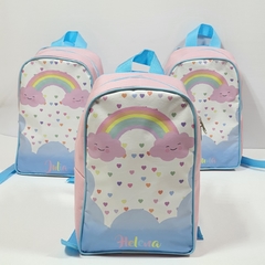 Mochila no tema Arco íris para lembrancinha - Festa das Lembrancinhas