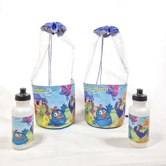 Kit Sacochila+Squeeze para lembrancinha tema Galinha pintadinha na internet
