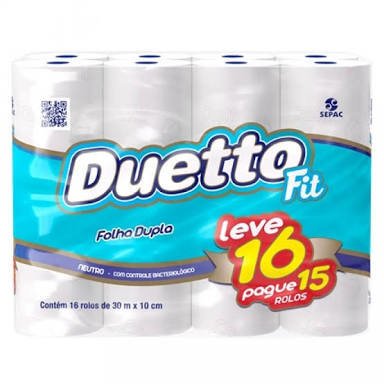 Papel Higiênico Duetto Fit Folha Dupla 16un 30m
