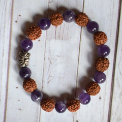 Pulsera Amatista y Rudraksha