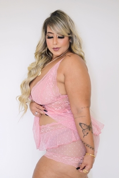 Short doll AZALÉIA sensual com tule Póa e renda - comprar online