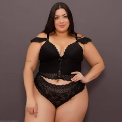 Conjunto NEFERTITI cropped longo com manguinha rendada