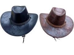7047. Sombrero cowboy cuero ecológico regulable
