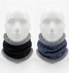 6773. Cuello tejido chenille con piel 3 colores