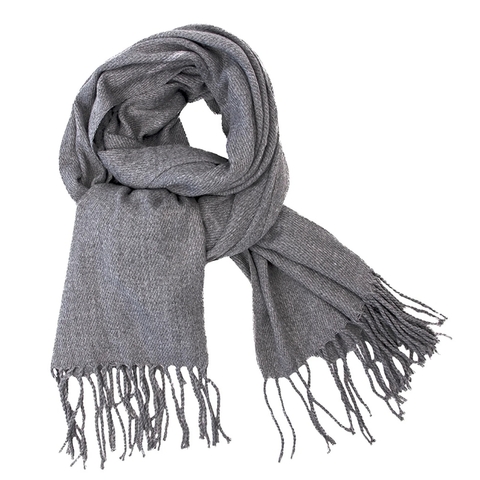 BU03 - BUFANDA LARGA CON FLECOS GRIS
