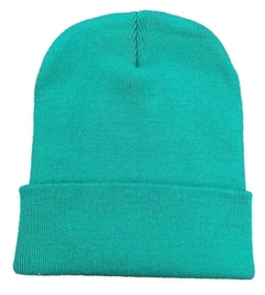 Gorro de lana premium en color verde claro, con diseño clásico y doble vuelta.