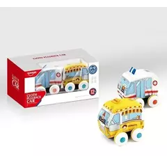 2 AUTOS DE TELA A FRICCION PARA BEBE HUANGER