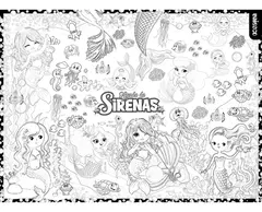 2 SUPER LAMINAS MUNDO DE SIRENAS PARA COLOREAR CON LAPICES - comprar online