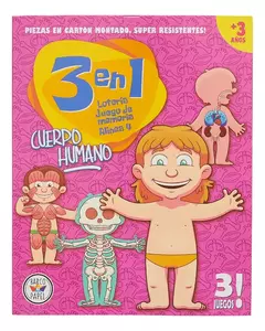JUEGO DE MESA 3 EN 1 CUERPO HUMANO MEMO LOTERIA ALINEA 4