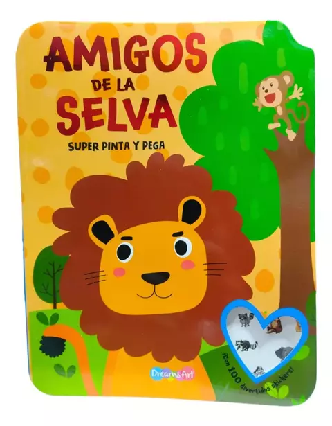 LIBRO PARA COLOREAR PINTA Y PEGA AMIGOS DE LA SELVA PLOW