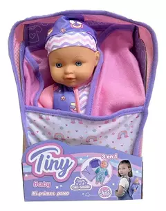 BEBE BEBOTE 27CM CON SONIDO Y MOCHILA DE PASEO TINY