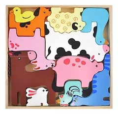 ROMPECABEZAS DE MADERA ANIMALES DE LA GRANJA OKBABY