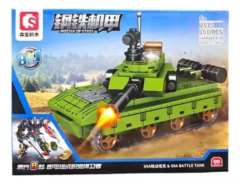 BLOQUES PARA ARMAR 101 PZS TANQUE MILITAR SEMBO BLOCK 2535