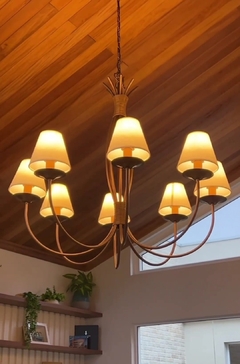 LUSTRE PENDENTE PUNTA 8 BRAÇOS Ø100X95CM METAL E TECIDO - FOCO METALLO LU 400/8