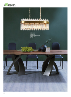 PENDENTE 90×30×33CM E14×15 INOX BRONZE+CRISTAL TRANSPARENTE SINDORA DCD00218 - Martan Lustres