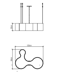 Pendente Orgânico KS LED 120 x 84 x 20cm 66W 2700K Madeira ACCORD 263