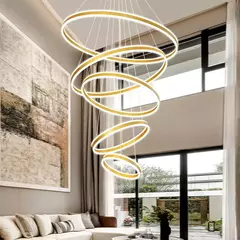 PENDENTE LUZ DIRETA E INDIRETA Φ40×Φ60×Φ80×Φ100×Φ120CM 500W 3000K ALUMINIO ESCOVADO DOURADO+ACRILICO SINDORA DCD 3021