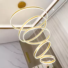 PENDENTE LUZ DIRETA E INDIRETA Φ40×Φ60×Φ80×Φ100×Φ120CM 500W 3000K ALUMINIO ESCOVADO DOURADO+ACRILICO SINDORA DCD 3021 - loja online