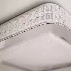 PLAFON DE SOBREPOR LED GEMINI QUADRADO EFEITO CRISTAL E BORDA ESPELHADA 12W BIVOLT 28X28X7,2CM ACRÍLICO TRANSPARENTE - OPUS LED - Martan Lustres