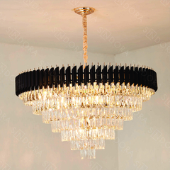 PENDENTE Φ95×48CM E14×18 METAL PRETO+CRISTAL TRANSPARENTE SINDORA DCD06545