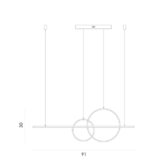 PENDENTE ÂNIMA PRETO 91CM X 4CM X 30CM 1 X LED 32W 3000K 1600LM BELLA KA006B - Martan Lustres