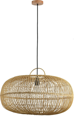 PENDENTE ÔTAKI RATTAN E MADEIRA NATURAL ø60CM 1XE27 BIVOLT SKYLIGHT 4046M