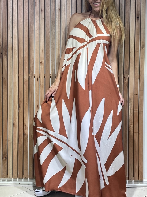 VESTIDO VIVI ESTAMPADO ATADO AL CUELLO - comprar online