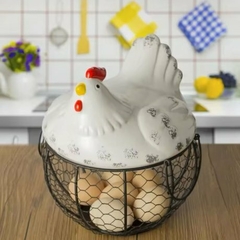 HUEVERA ALAMBRE C/TAPA PORCELANA 15X17CM Cod: 4947006