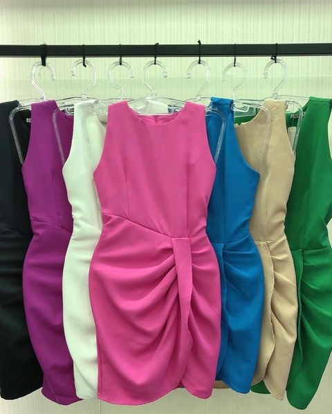 Vestido de Alfaitaria Midi Casual Drapeado