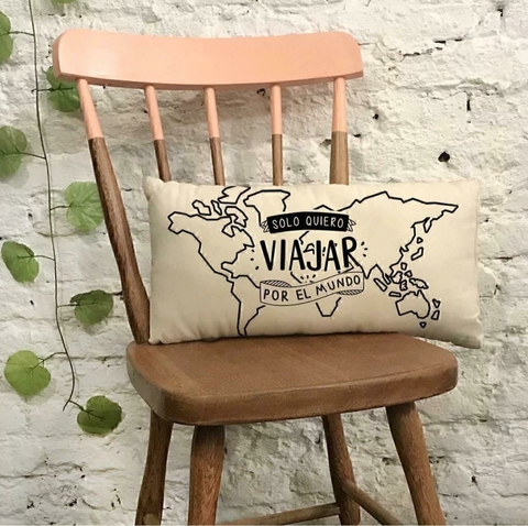 Almohadón SOLO QUIERO VIAJAR - Natural - comprar online