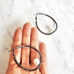 Brinco Argola Pérola (prata, grafite, dourado) - comprar online