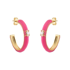 Argolas Esmaltadas G - Rosa Pink