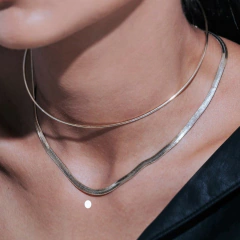 Choker Malha Snake Ródio - 4mm