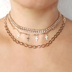 Choker Crucifixos - Dourada na internet