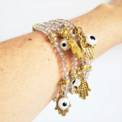 Mix de Pulseiras Cristais Amuletos - Transparente - comprar online