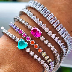 Pulseira Riviera Coração Turmalina Fusion
