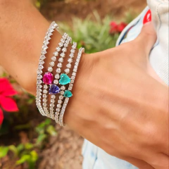 Pulseira Riviera Coração Turmalina Fusion