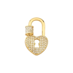Pingente Heart Locker Cravejado - Ouro