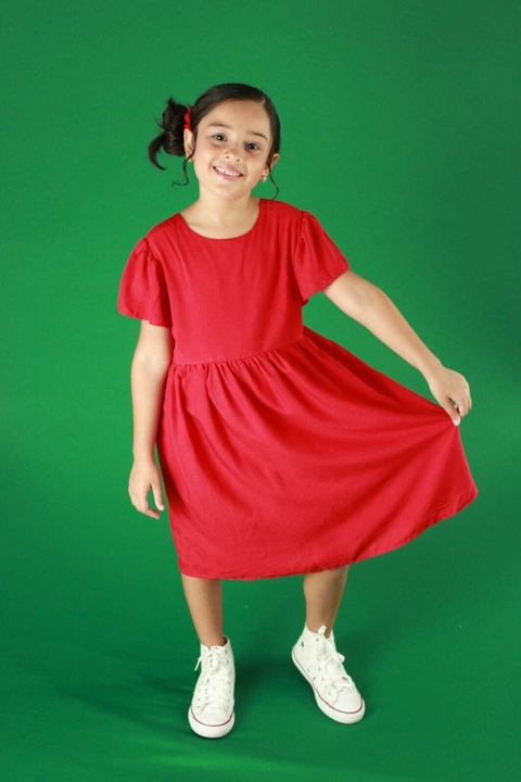 Vestido Vermelho de Manga